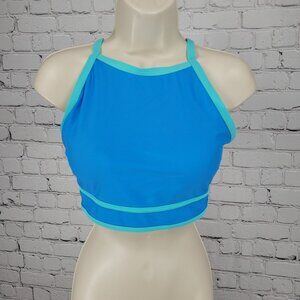 B.Swim Blue Racerback Removable Pads Swimsuit Bikini Top Size Medium M